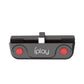 Black iPlay audio transmitter dock with two red buttons and center iPlay logo