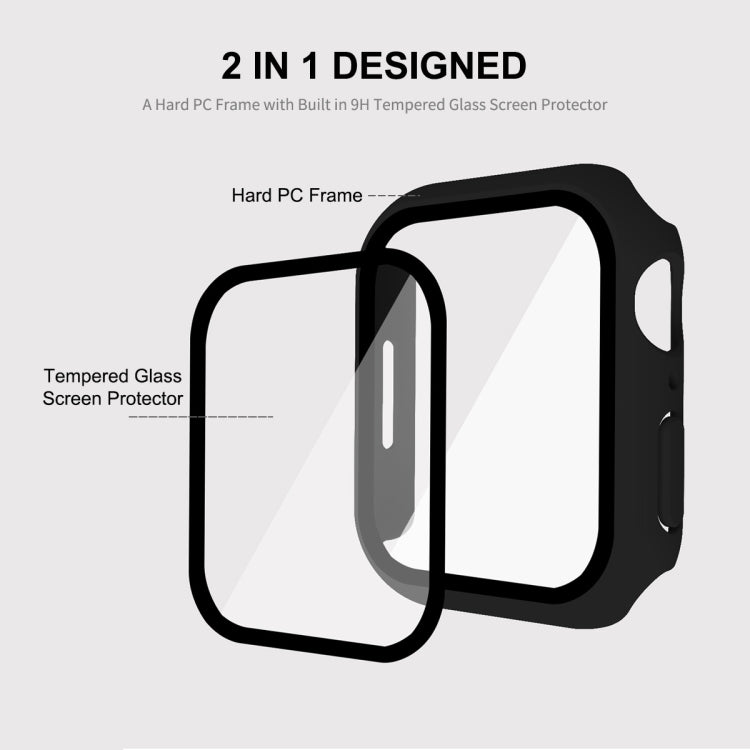 2-in-1 smartwatch protector case with hard PC frame and tempered glass screen cover
