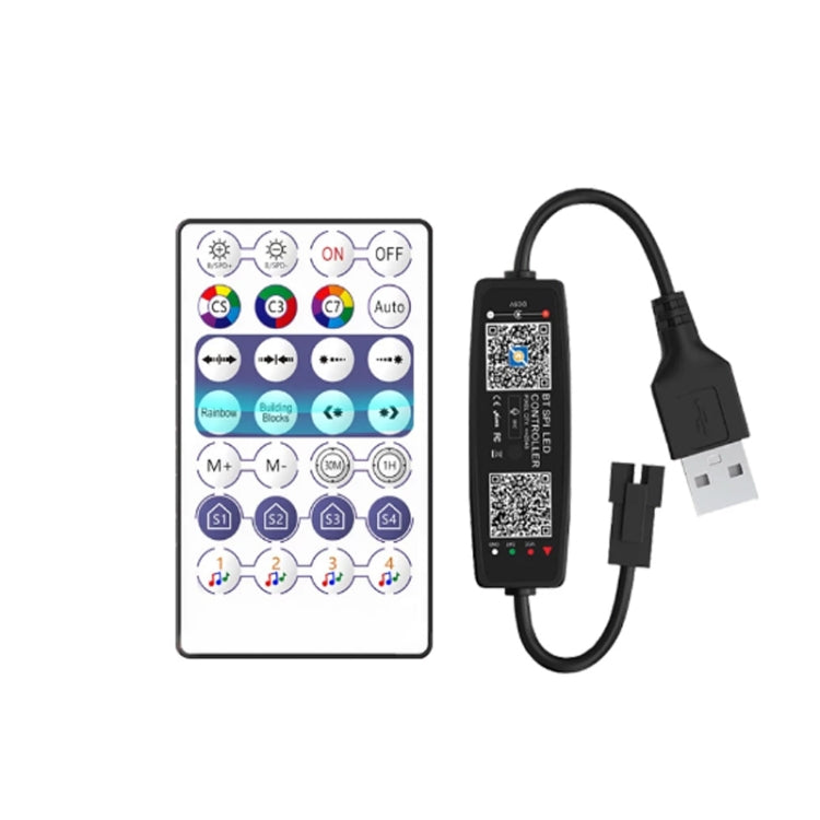 LED light strip controller with remote keypad and USB power cable