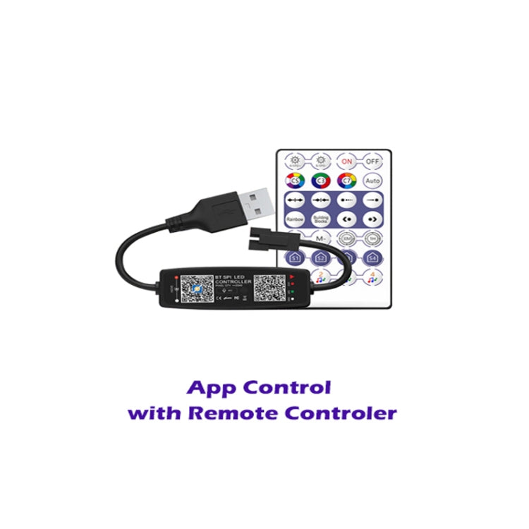 LED strip controller hub with USB plug and remote keypad controller