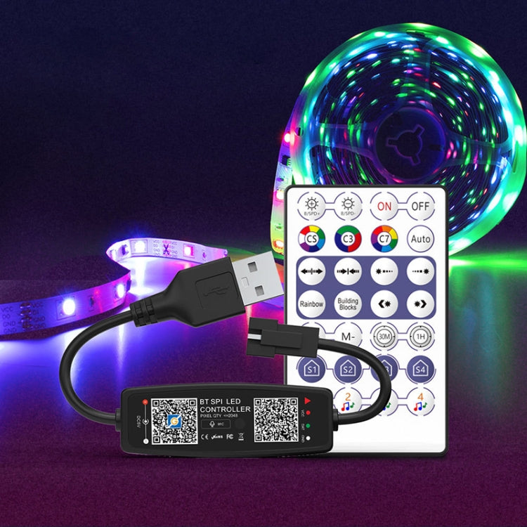 Bluetooth LED light strip controller with remote keypad and USB connection