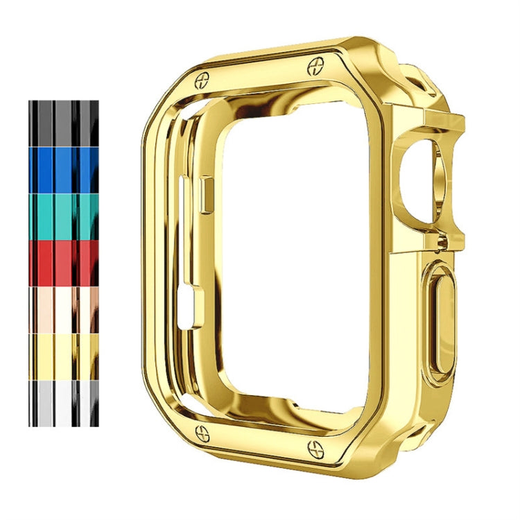 Gold TPU watch protective case bumper with side cutouts and raised edges for 42–45mm
