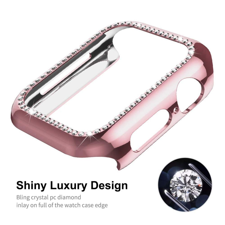 Pink watch case frame with rhinestone edge and cutouts for buttons and ports