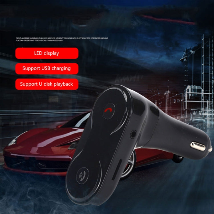 Black car FM Bluetooth transmitter with LED control panel and charging base