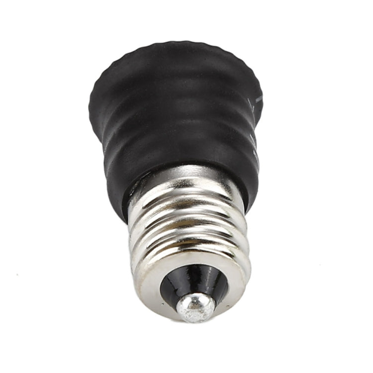 Black E12-to-E14 LED socket adapter, threaded metal base and ribbed housing