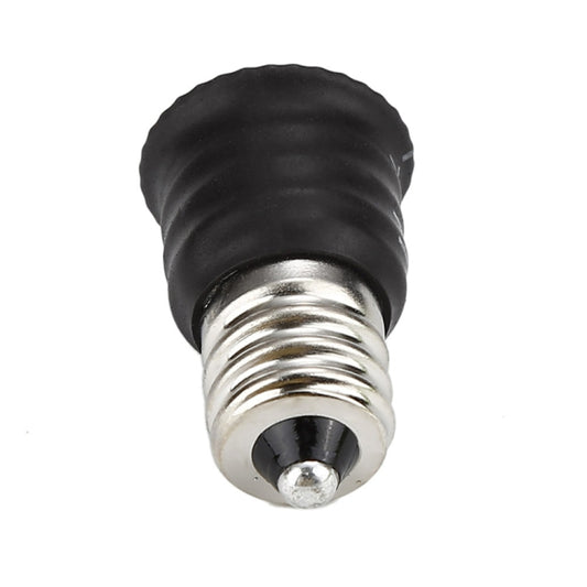 Black E12-to-E14 LED socket adapter, threaded metal base and ribbed housing