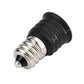 Black E12-to-E14 LED socket adapter, side view with threaded metal end