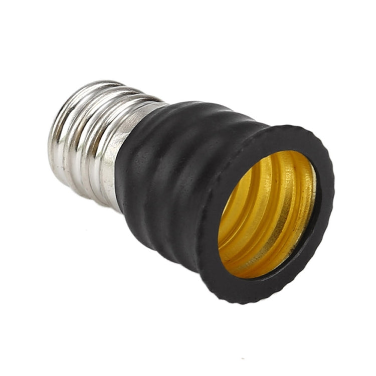 Black E12-to-E14 LED socket adapter with gold-colored contact ring