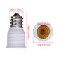 E12-to-E14 LED socket adapter with size measurements on the ends (12mm, 17mm)