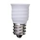 White E12-to-E14 LED socket adapter, ribbed base with threaded metal insert