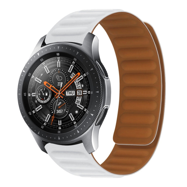 White silicone magnetic watch band for Galaxy Gear S3 with textured strap links