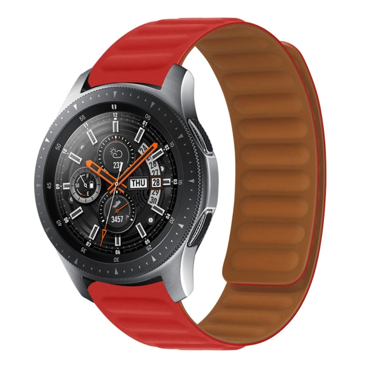 Red silicone magnetic watch band for Galaxy Gear S3 with textured strap links