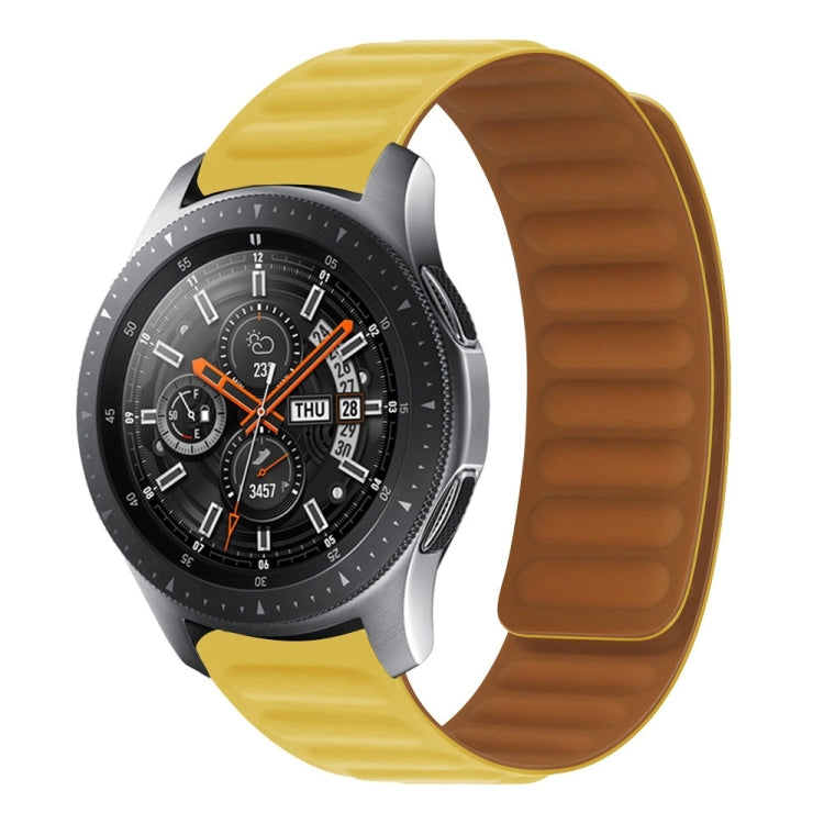 Yellow silicone magnetic watch band for Galaxy Gear S3 with textured strap links
