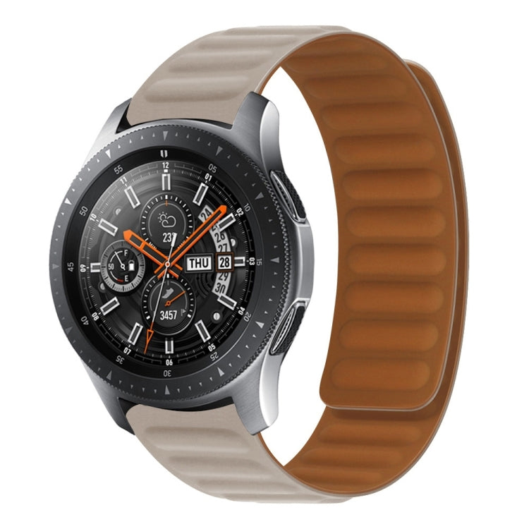 Khaki silicone magnetic watch band for Galaxy Gear S3 with textured strap links