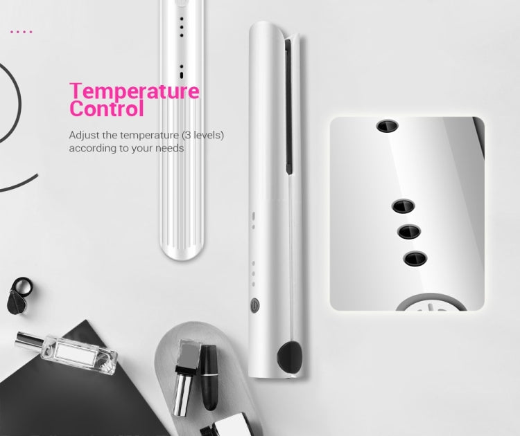 White hair straightener with slim control panel and closed heat plate