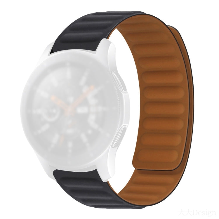 Silicone magnetic watch strap with dark band and brown clasp section