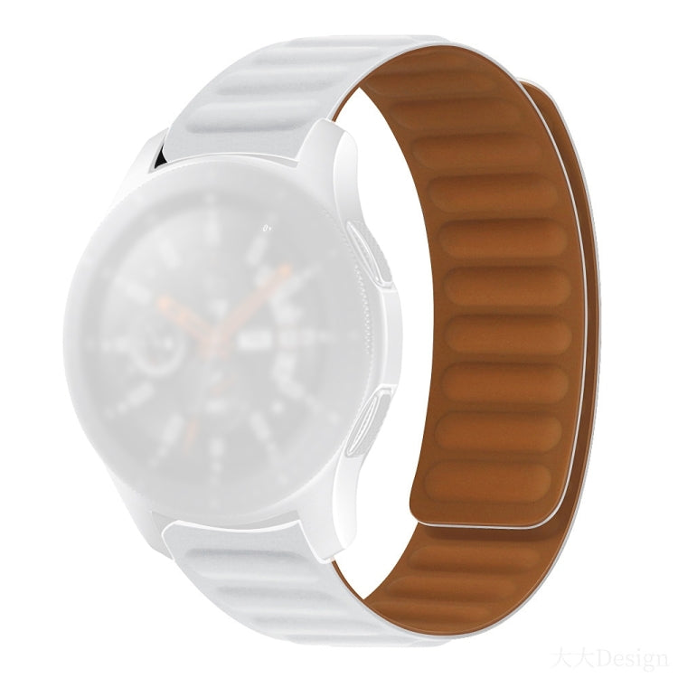 Silicone magnetic watch strap with white band and brown clasp section
