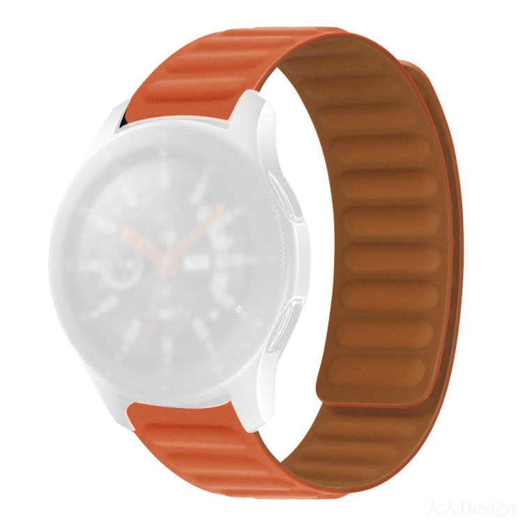 Silicone magnetic watch strap with orange band and brown clasp section