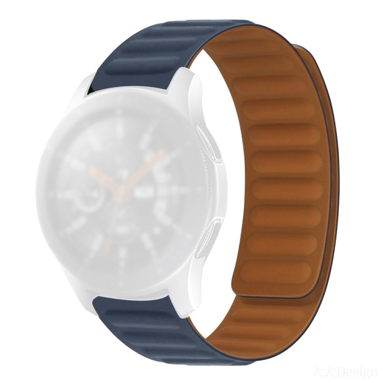 Silicone magnetic watch strap with dark blue band and brown clasp section