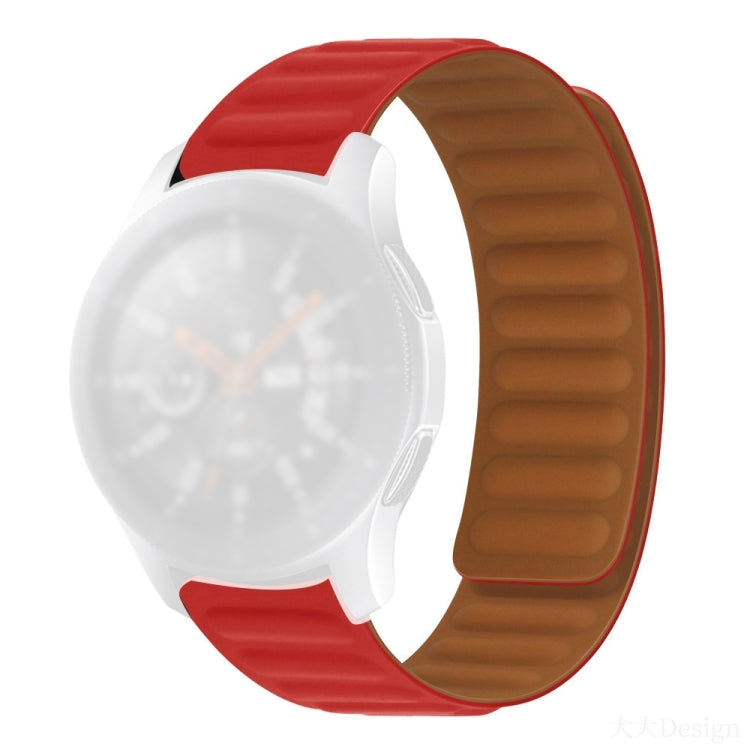 Silicone magnetic watch strap with red band and brown clasp section