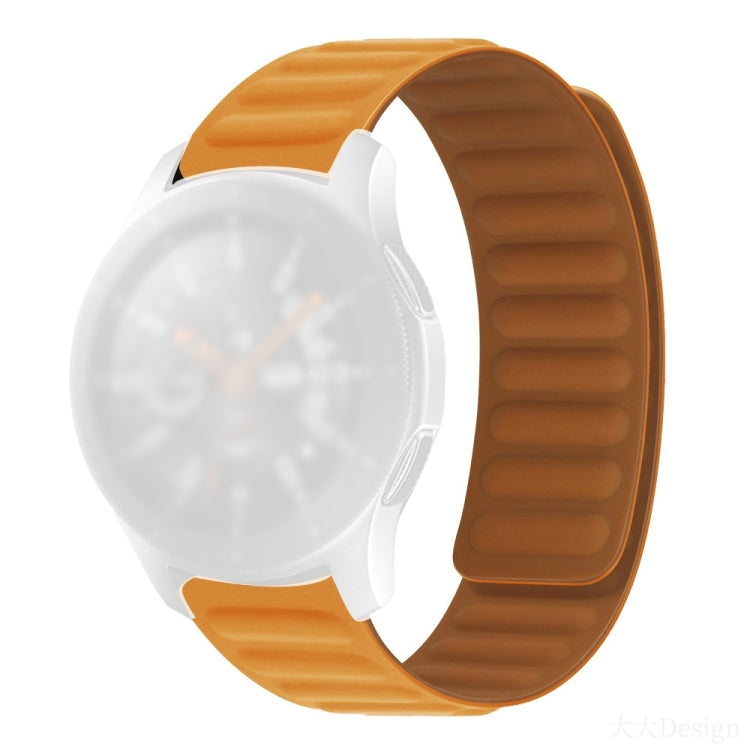 Silicone magnetic watch strap with orange-yellow band and brown clasp section