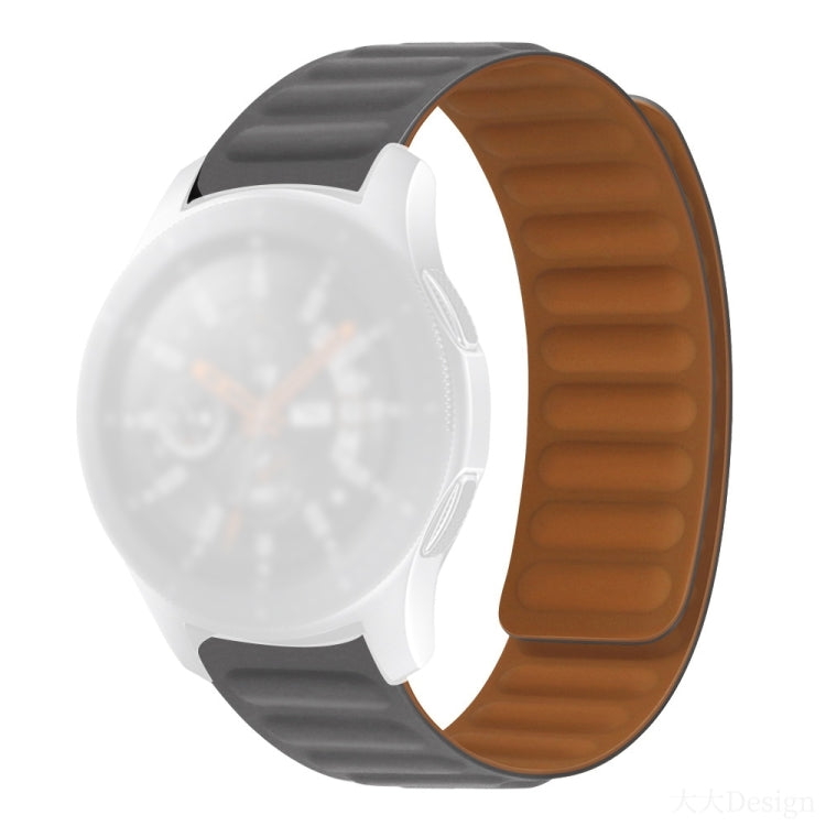 Silicone magnetic watch strap with dark band and brown clasp section