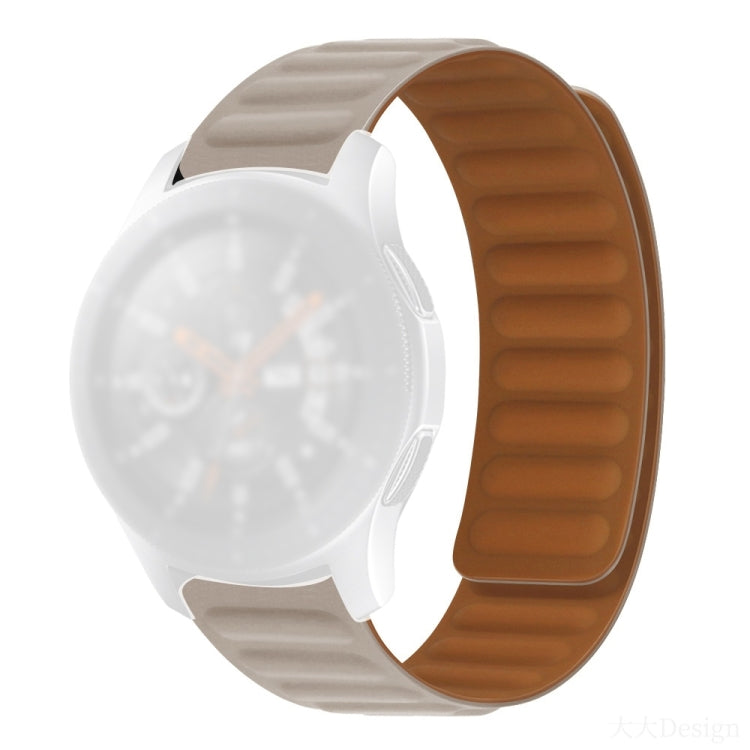 Silicone magnetic watch strap with light gray band and brown clasp section