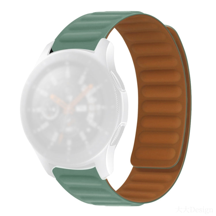 Silicone magnetic watch strap with dark green and brown silicone band for 42mm watch.