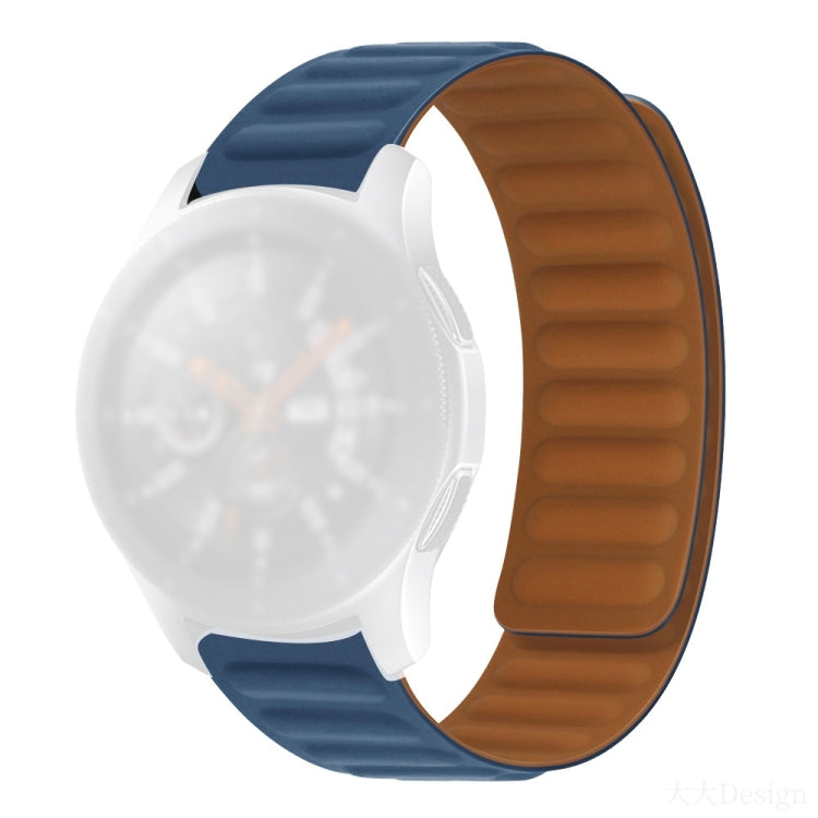 Silicone magnetic watch strap with navy blue silicone band and brown underside for 42mm.