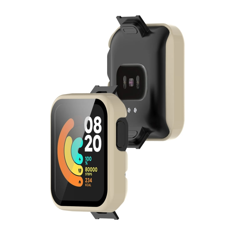 Two-tone watch protective case with raised edge and button cutouts