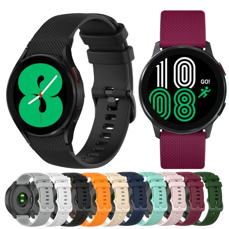 20mm Checkered Silicone Strap, For Samsung Galaxy Watch 4 40mm / 44mm, For Samsung Galaxy Watch 4 Classic 42mm / 46mm, For Samsung Galaxy Watch 3 41mm, For Samsung Galaxy Watch Active 2 40mm / 44mm, For Samsung Galaxy Watch Active 40mm                 ...