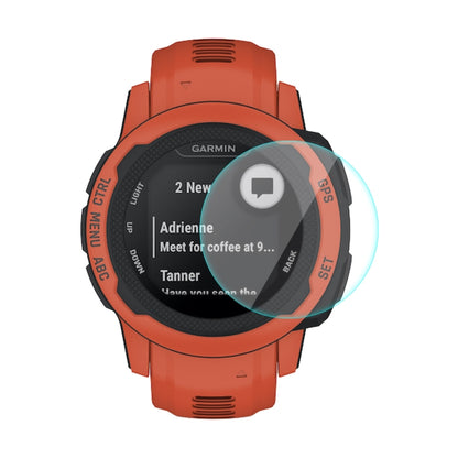 Tempered glass watch screen protector for orange Garmin smartwatch, clear fit overlay