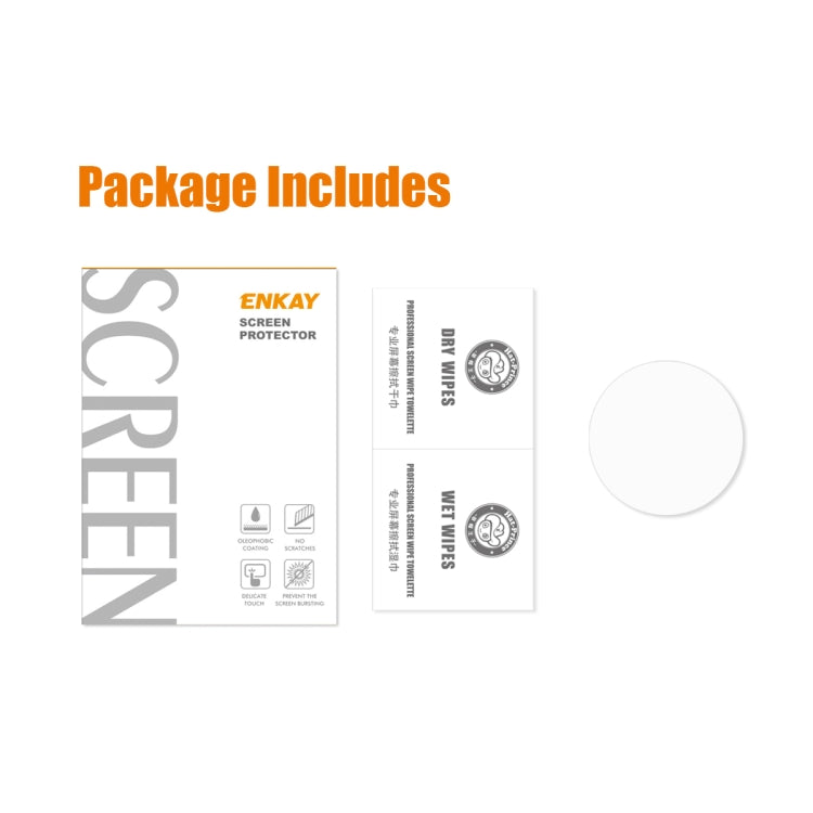 ENKAY screen protector package with two small glass protectors in labeled inserts