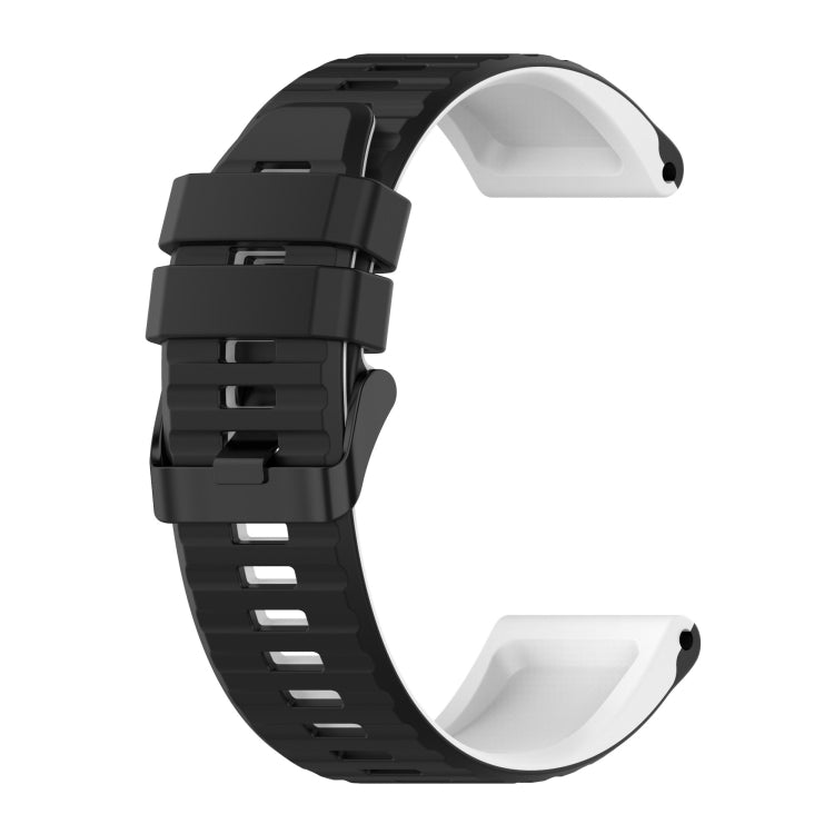 22mm silicone mixing watch strap, black with white accents and vented link holes