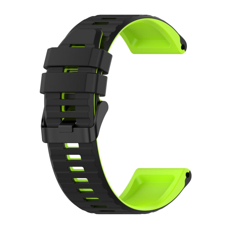 22mm silicone mixing watch strap, black with neon green accents and vented link holes