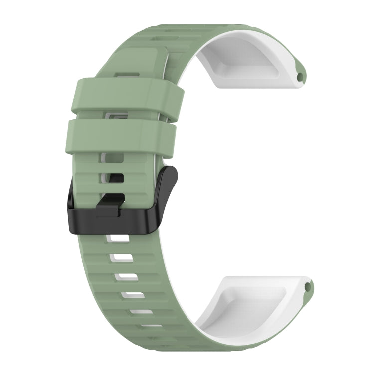 22mm silicone mixing watch strap, light green with white accents and vented link holes