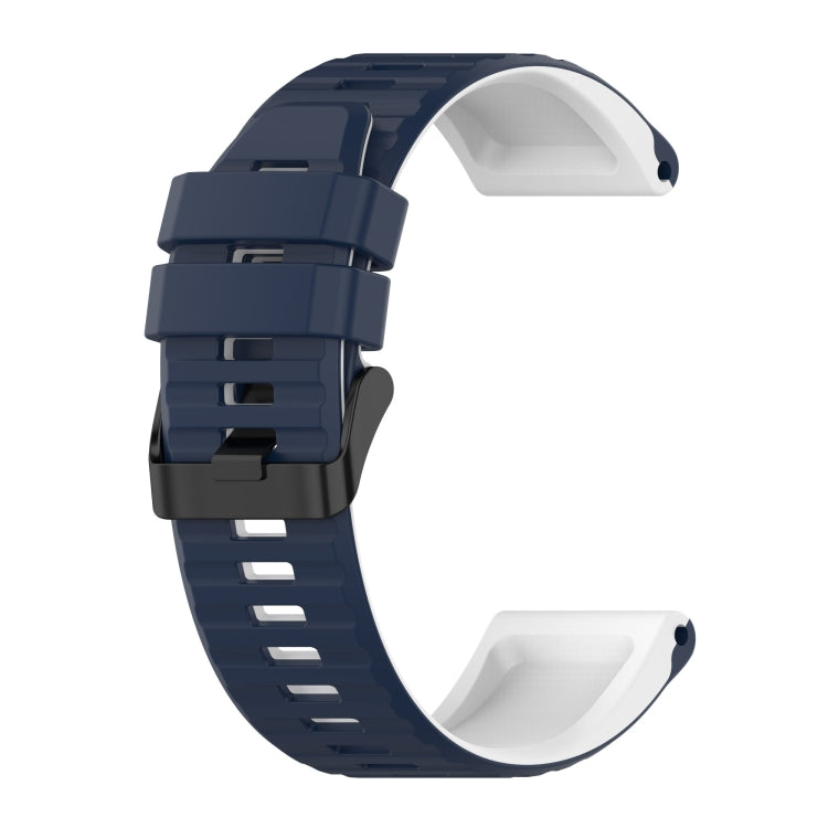 22mm silicone mixing watch strap, dark blue with gray accents and vented link holes