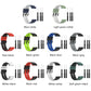 Two-tone silicone watch strap with black buckle, blue and white colorway