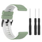 Light green and white silicone watch strap with black pin spring bars