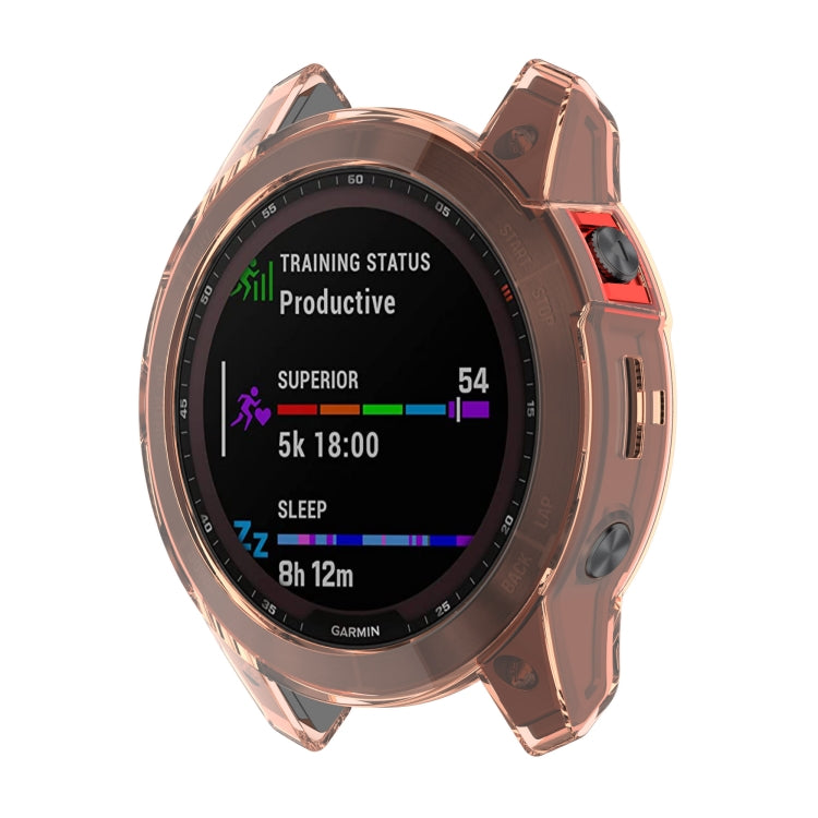Rose gold TPU protective watch case for Garmin Fenix 7, shockproof fit