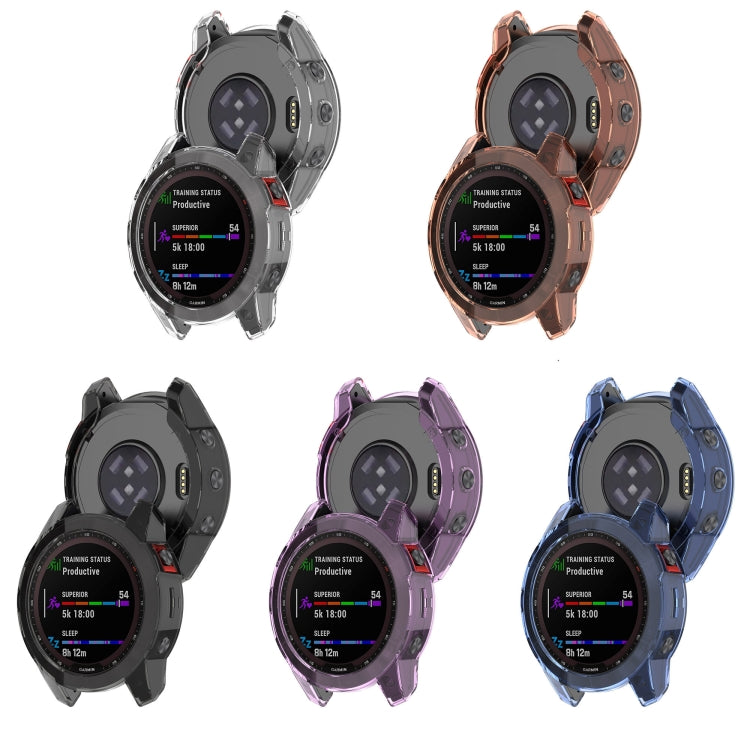 Set of TPU protective watch cases for Garmin Fenix 7 in black, pink, purple, blue, clear