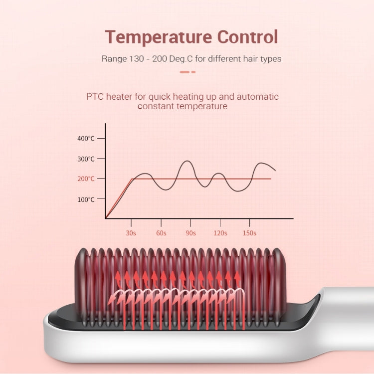 Hair straightener comb brush with temperature control display and heated tooth plate
