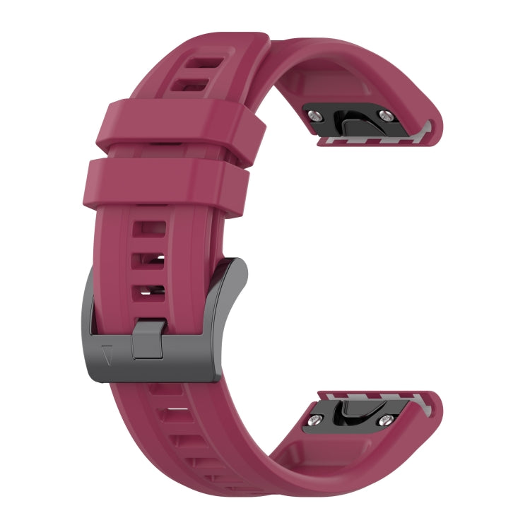 20mm silicone watch band in burgundy with perforated strap and metal clasp end