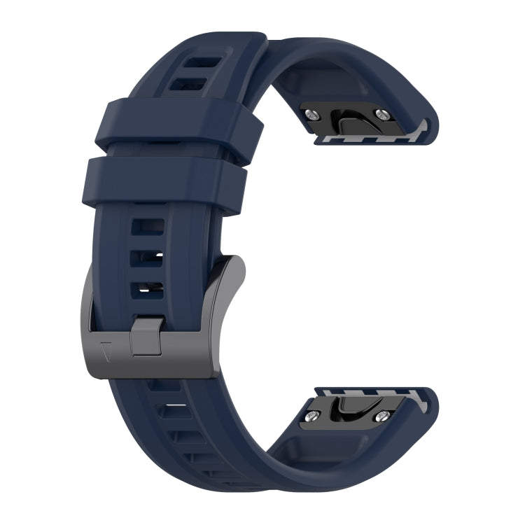 20mm silicone watch band in dark navy with perforated strap and metal clasp end