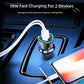 Black car USB-C charger mounted near dashboard with cable connected
