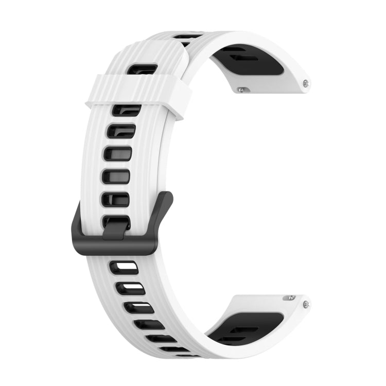 22mm two-color silicone watch band with vertical pattern, white with dark accents