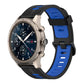 22mm two-color silicone watch band with vertical pattern, blue and black