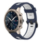 22mm two-color silicone watch band with vertical pattern, navy blue and white