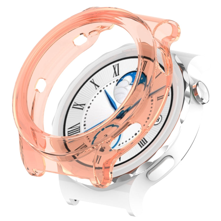 TPU transparent hollow watch case with peach protective frame for Huawei GT 3 Pro
