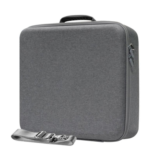 Gray EVA game console storage case with carry handle and zipper, side strap loops.